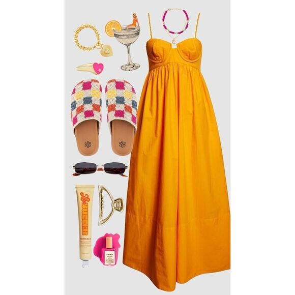 FARM Rio Women's Bright Orange Sleeveless Bustier Cotton Maxi Dress XS NWOT - Picture 3 of 12